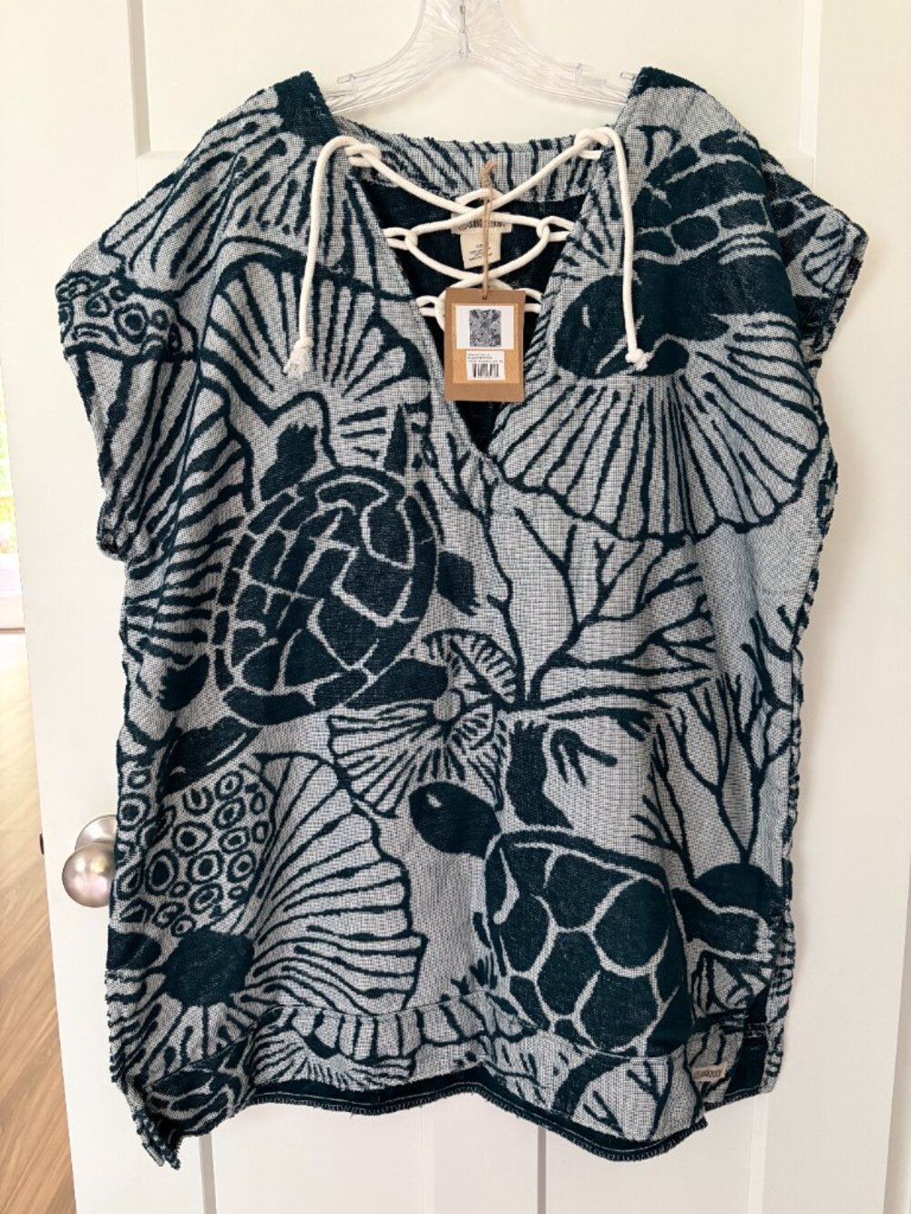 Sand Cloud Getaway Cover Up Ocean Teal Sea Turtle Organic Cotton One Size Beach